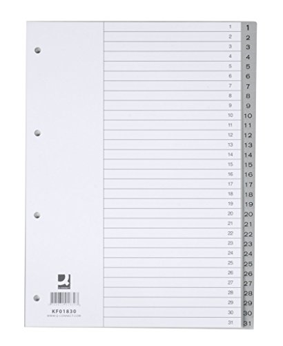 Q-Connect KF01830 Zahlenregister - 1-31, PP, A4, 31 Blatt, grau