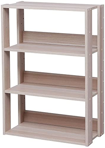 Iris Ohyama, Bibliothèque, Meuble de rangement à 3 niveaux, Etagères àjustable tous les 14 cm, Stable, Industriel, Buanderie, Salon, Entrée, Chambre, Bureau - Open Wood Rack OWR-600-Marron Clair