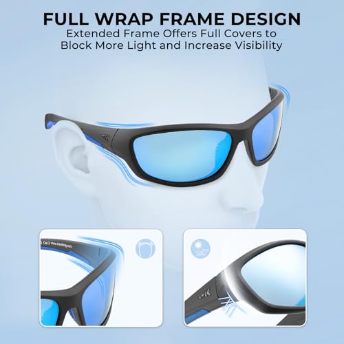 Image of KastKing Hiwassee Polarized Sport Sunglasses for Men and Women, Wrap Sunglasses for Fishing Cycling and Running,UV Protection