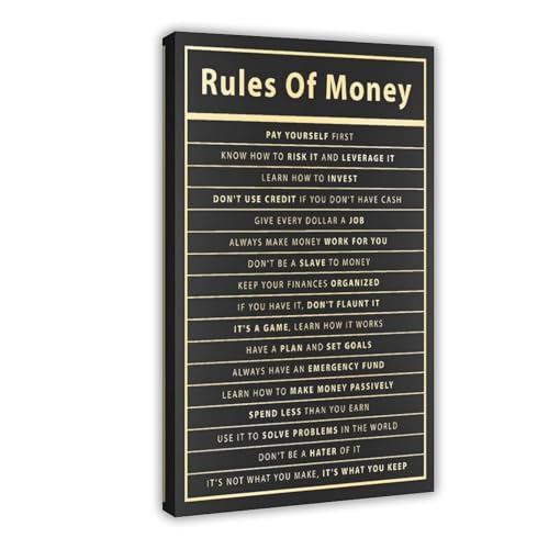 BMtyDG Money Rules Financial Logo Poster, Entrepreneur Millionaire Motivational Quote
