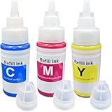Kit 3 Tintas Coloridas Compatíveis para uso em Canon G3110, G3111, G4111, Gl-190