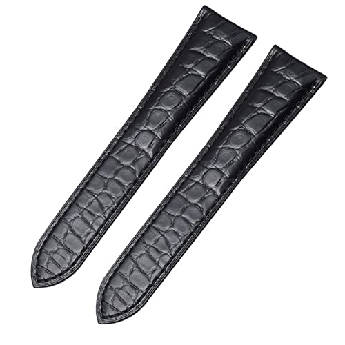 AMSOH Correa de reloj de piel auténtica de cocodrilo para Cartier Solo Tank London Calibo correa de reloj de cuero para hombres y mujeres 16 mm 18 mm 20 mm 22 mm, 17mm, Ag