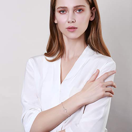 Fancime 14K Real Solid White Gold Infinity Love Heart Bracelet With Moissanite Fine Jewelry Promiss Anniversary Birthday Valentine’s Day Gifts For Women Girls Mom Daughter Her, Adjustable Chain #TOP1