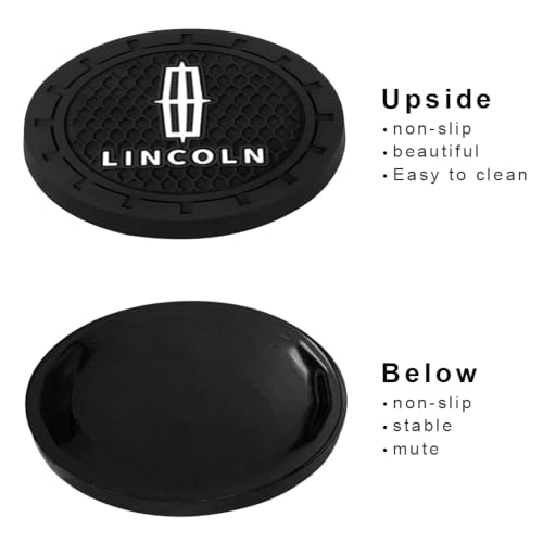 Image of Black Silicone Car Coasters for Lincoln Series Series Non-Slip Car Cup Holder Coasters,Car Interior Accessory for Car Cup Holder 2.75IN 2Pack