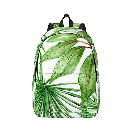 Sac à dos ordinateur portable léger noir imprimé feuilles de bananier OUSIKA taille S