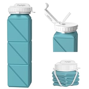 Collapsible Water Bottles 20.7oz Collapsible Water bottle Leakproof with Straw Lid Food-Grade BPA-Free Silicone Travel Foldable Water Bottles for Sports Office Gym Hiking Driving 610ML