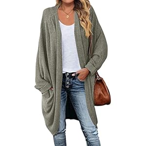 MEROKEETY Women’s 2024 Fall Waffle Knit Batwing Long Sleeve Cardigan Loose Open Front Sweater Coat
