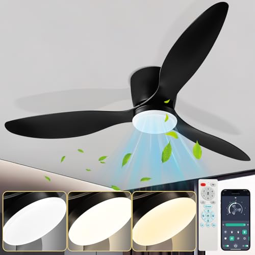 Izrielar Ventilatore da soffitto con illuminazione, ventilatori da soffitto Ø132cm con luce LED, telecomando, 6 velocità, 3 colori dimmerabili, modalità estate-inverno, timer per soggiorno