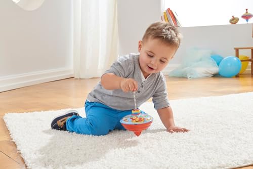 Lena 52410 Brummkreisel Enten Ø 14 cm, Metall Schwungkreisel aus Blech, klassischer Pumpkreisel, Blechkreisel mit Tier Motiv, Kreisel mit Standspitze, Spielzeugkreisel für Kinder ab 18 Monate Bunt