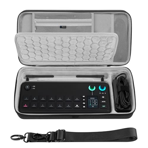 Geekria Funda de transporte para interfaz de audio, compatible con RØDE RØDECaster Video, bolsa de viaje portátil rígida de EVA (gris oscuro)