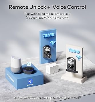 TEEHO TE019 Smart Keyless Entry Door Lock with Handle + TEEHO G1 Gateway