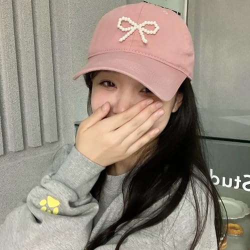 Image of Coquette Baseball Hat Bow Baseball Cap Ponytail Hat for Women Cute Distressed Cap Funny Trucker Hats for Women