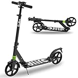 REDLIRO Adult Scooter with Rear Break, Adjustable Handlebars, Big Wheels, Shock Absorption - Folding Sport Kick Scooters for Teens Boys Riders up to 220 lbs