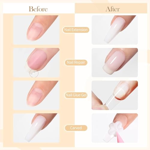Image of THR3E STROKES 7D Sculpting Gel for Nail Art - Clear 15g Hard Builder Gel for Nail Extension, Carving & Embossing | Non-Sticky Texture, 7D Pattern Design Gel - Professional & DIY Use 4IN1 GLUX (WHITE)