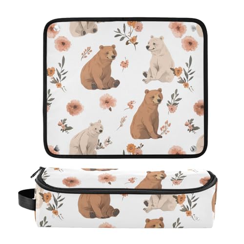 Chic Bears White 2-in-1 Curling Iron Travel Case with Removable Heat Resistant Mat Curling Iron Travel Holder Storage Bag for Flat Iron Hot Tools and Haircare Accessories Women Essentials Storage miniatura 3