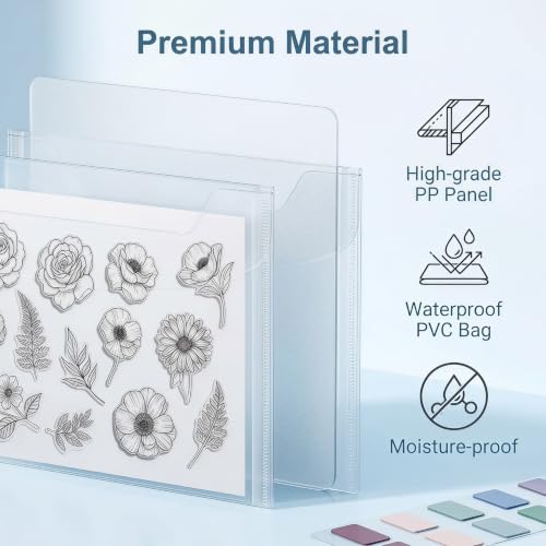 Image of 20 PCS Clear Stamps Storage Panels,Resealable Die Cut Storage Bag, White Plastic Stamps Organizer Panels, Clear Stamp Organizer Set for Die Cutting and Decorative (20PCS)