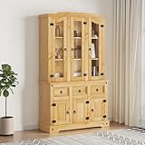 BLUECC Highboard Corona Brown 44.1'x16.9'x77.2' Solid Wood Mexican Pine Buffet Cabinet Home Furniture
