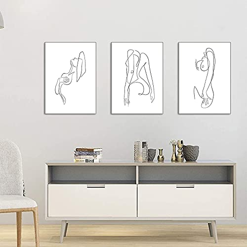 Line Art Minimalistic Women Body Line Wall Art Woman Body Minimal Drawing Line Drawing Woman Canvas Print Poster Black And White Line Art Decor Painting For Living Room Bedroom Decor #TOP3