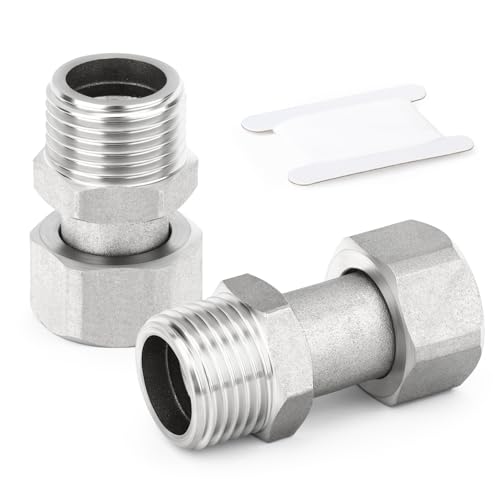 ERGAOBOY 2 piezas de 47 mm de longitud, conector flexible y móvil de acero inoxidable 304, hembra y macho BSP de 1/2 para rociador, válvula angular, brazo de ducha