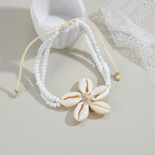 Elegant Shell Anklets for Women - Beach-Inspired White, Pink, and Black Flower Ankle Bracelets for Summer Vacation Outfits - Image 5