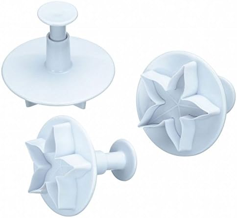 KitchenCraft Sweetly Does It Fondant Cutters for Cake Decorating, Star Designs, Plastic, Pack of 3,White