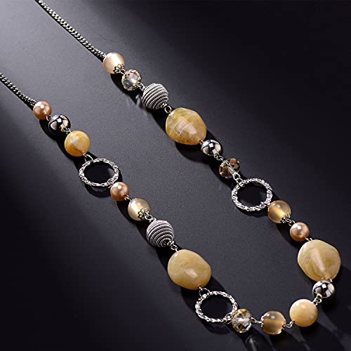 Pearl&Club Long Beaded Necklaces For Women - Sweater Chain Fashion Jewelry Necklace Gifts For Women (23-Beige) #TOP3