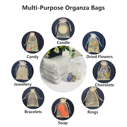 Image of SIAGCRAW Organza Bags 4 inchx6 inch, 100Pcs Small Mesh Drawstring Pouches | Coffee Organza Bags for Jewelry, Candy, Party Favors, Small Sachet Wrap, Storage Supplies