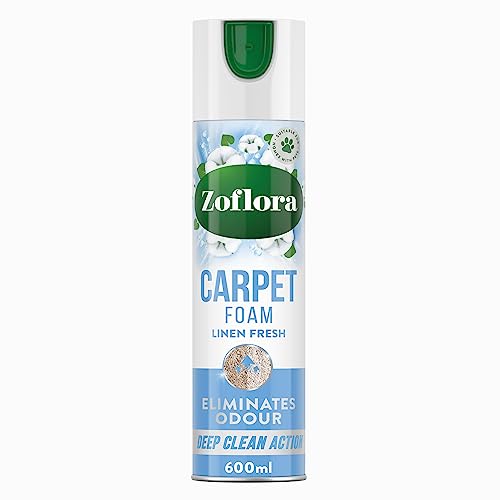 Zoflora Linen Fresh Carpet Freshener & Care Foam Carpet Cleaner Stain Remover Foam for Carpets and Upholstery Neutralises Odours Deep Cleans Pet Safe 1x 600 ml