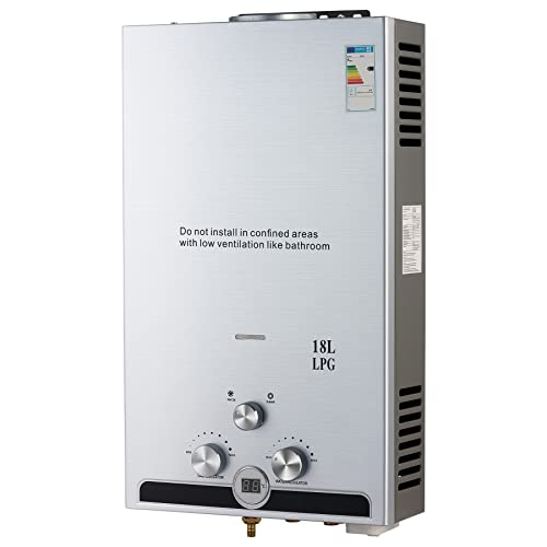 CO-Z 18L Gas Durchlauferhitzer LPG Warmwasserbereiter Durchlauferhitzer Warmwasserspeicher Heißwasserbereiter Boiler Tankless Instant Boiler (18L)