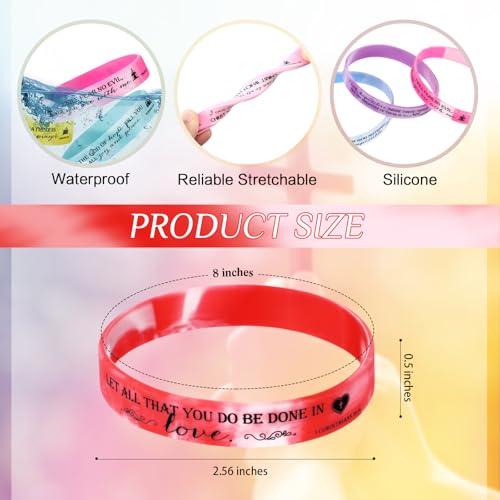 image for Unittype 240 Pcs Bible Verse Silicone Bracelets Bulk Scripture Rubber 
