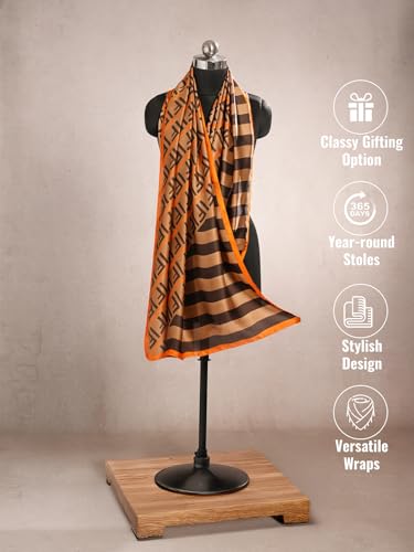 Image of Printed Poly Silken feel Scarf Stole for Women | Stylish, Soft, & Lightweight | Satin Feel Neck Scarf, Hair Scarf, Head Scarf for Women