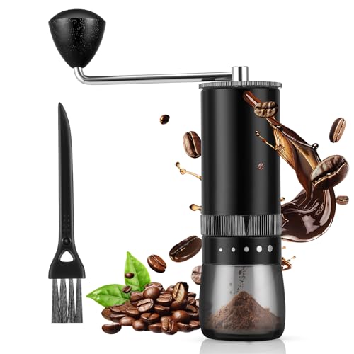 kaffeemühle hand mit Hochpräzisemmit 5 Einstellbaren Stufen, Mini Manueller Kaffeemühle mit Hochpräzisem,Tragbare Verstellbarer Handkaffeemühle, Coffee Grinder für Reise, Camping, Büro, Espresso