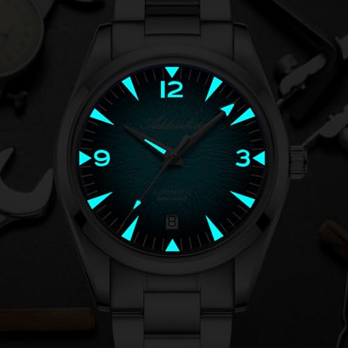 Image of ADDIESDIVE Mens Watch Automatic NH35 /8215 200M Luminous Easy to Read Dial Wrist Watch Minimalist Fashion Simple Watch Analog Date with Leather Strap and Bracelet