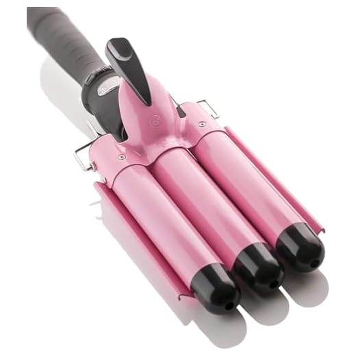 Alure Three Barrel Curling Iron Wand with LCD Temperature Display - 1 Inch Ceramic Tourmaline Triple Barrels, Dual Voltage Crimping Tool, Best Hair Waver for Beachy/Frizz Free Waves (Gold)
