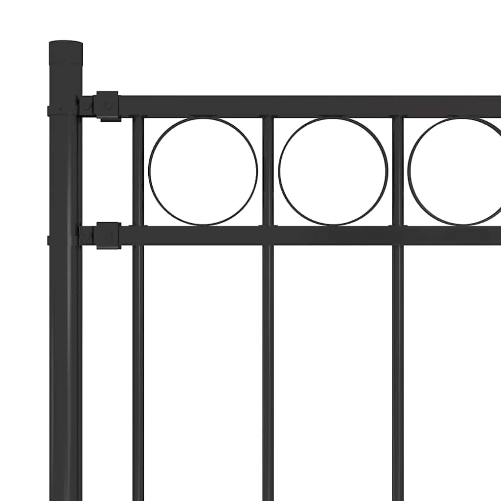 Gartenzaun ASSEN Stahl Zaunfeld 1,7 x 1,5 m Schwarz mit Montagematerial, stabiles Zaunelement für Sichtschutz, wetterfest, doppelstabmatte, ideal für Vorgarten, Terrasse, Grundstück