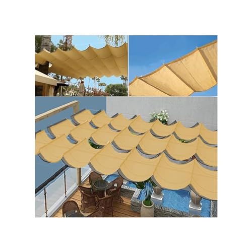 Voile d'ombrage auvent rétractable à vagues avec filet de protection extérieur 1x6m - 8