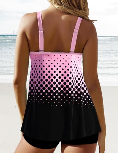 Image of ROSEWE 2025 Tankini Swimsuits for Women, Two Piece Bathing Suits with Shorts, Modest Tank Top Swim Dress