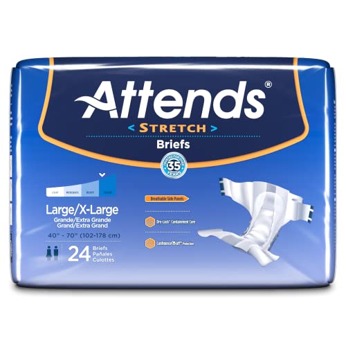 Attends Stretch Briefs With Advanced Dry-Lock Technology For Adult Incontinence Care, Large/X-Large, Unisex, 96Count #TOP3