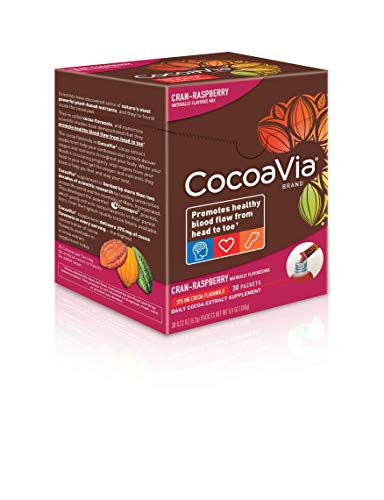 CocoaVia Brain & Heart Supplement, Cran-Raspberry Flavor, Powdered Mix, 375mg Cocoa Flavanols, 30-Day Supply