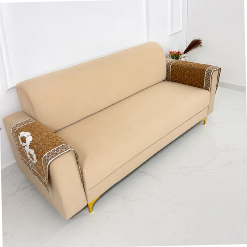 Image of Homerz Premium Chenille Fabric Sofa Cover | Soft, Durable & Dustproof | Decorative Couch Cover (Florida Chocolate, 2 pc Armrest, Armrest)
