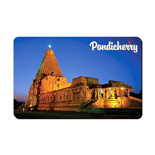 Image of Elegant Fridge Magnet with Themes |Rectangular Size Refrigerator Magnet with Magnetic Rubber Back | Pack of 1, 8.6cm X 5.4cm (Pondicherry - Design 2)