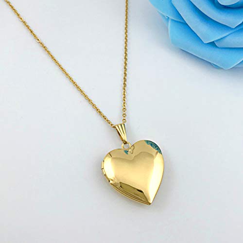 YOUFENG Love Heart Locket Necklace that Holds Pictures Polished Lockets Necklaces Birthday Gifts4