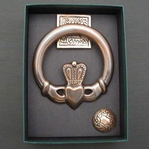 Robert Emmet Large Claddagh Brass Door Knocker Square Back Antique Copper