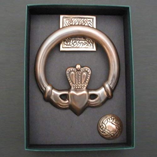 Robert Emmet Large Claddagh Brass Door Knocker Square Back Antique Copper #TOP13