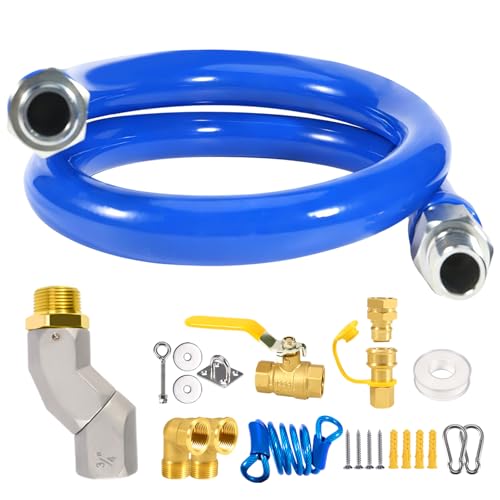 Commercial Gas Hose/Connector Kit 3/4 Ã— 48 Inch,1675KIT48 Safety System Kit with CSA Certification,Flex Gas Line Hose Kit for Commercial Kitchen,Comes with A Swivel Head