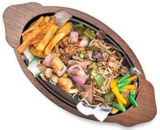 Cast Iron sizzler Plates with Wooden Base