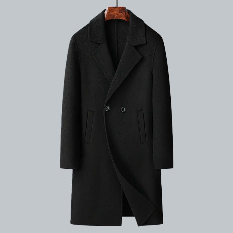 Manteau long en laine d'exception avec coupe croisée haut de gamme homme - 2