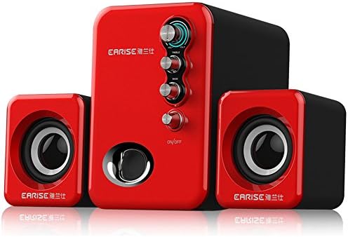 Computer Speakers with Subwoofer, Compact USB Powered 2.1 Stereo- Red EARISE TS