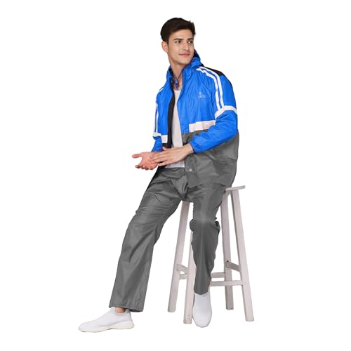 Image of THE CLOWNFISH Men's Waterproof Casual Style Polyester Double Coating Reversible Raincoat With Hood And Reflector Logo At Back For Night Travelling