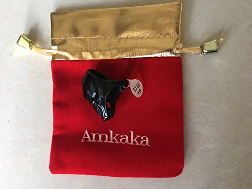 Amkaka Men Women Stainless Steel Indian Chief Ring Motorcycle Rider jewelry, Black Silver (6)